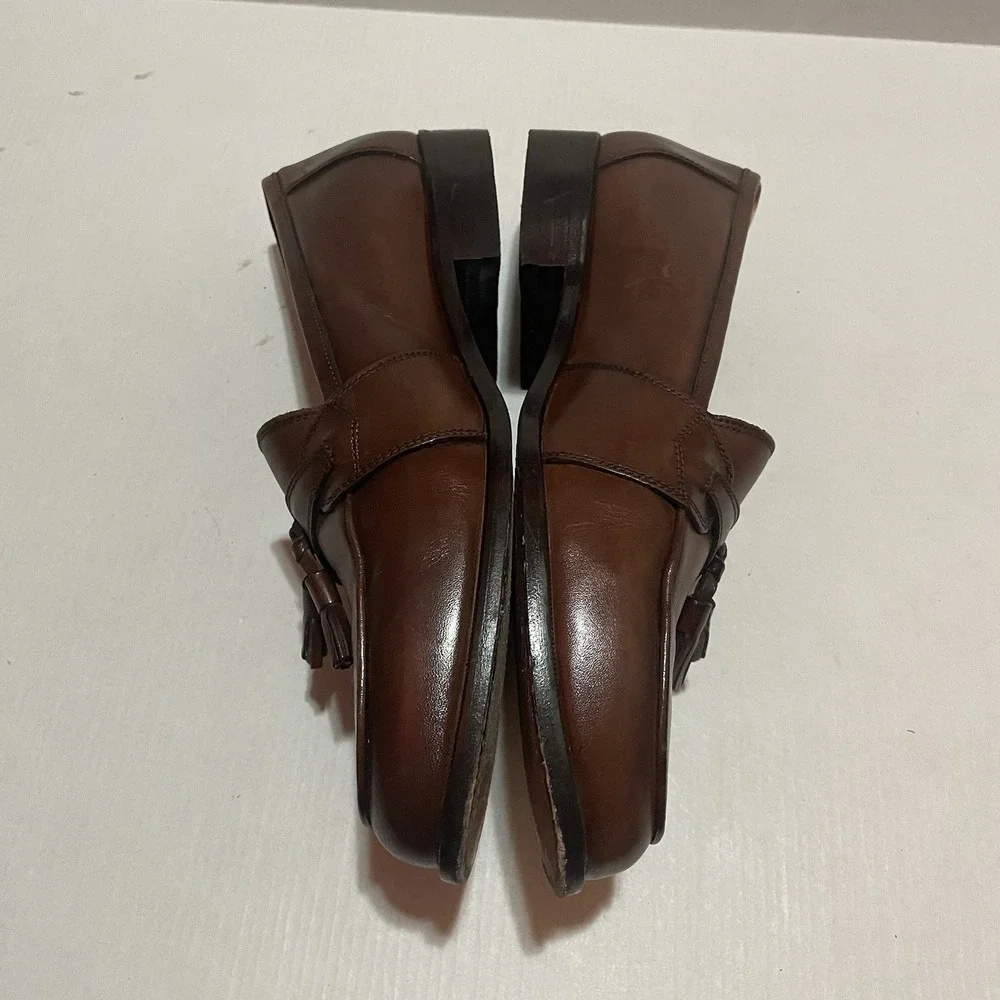 E.T. Wright Men's Brown Leather Kiltie Tassel Loafers Made In Italy Size 11 XW